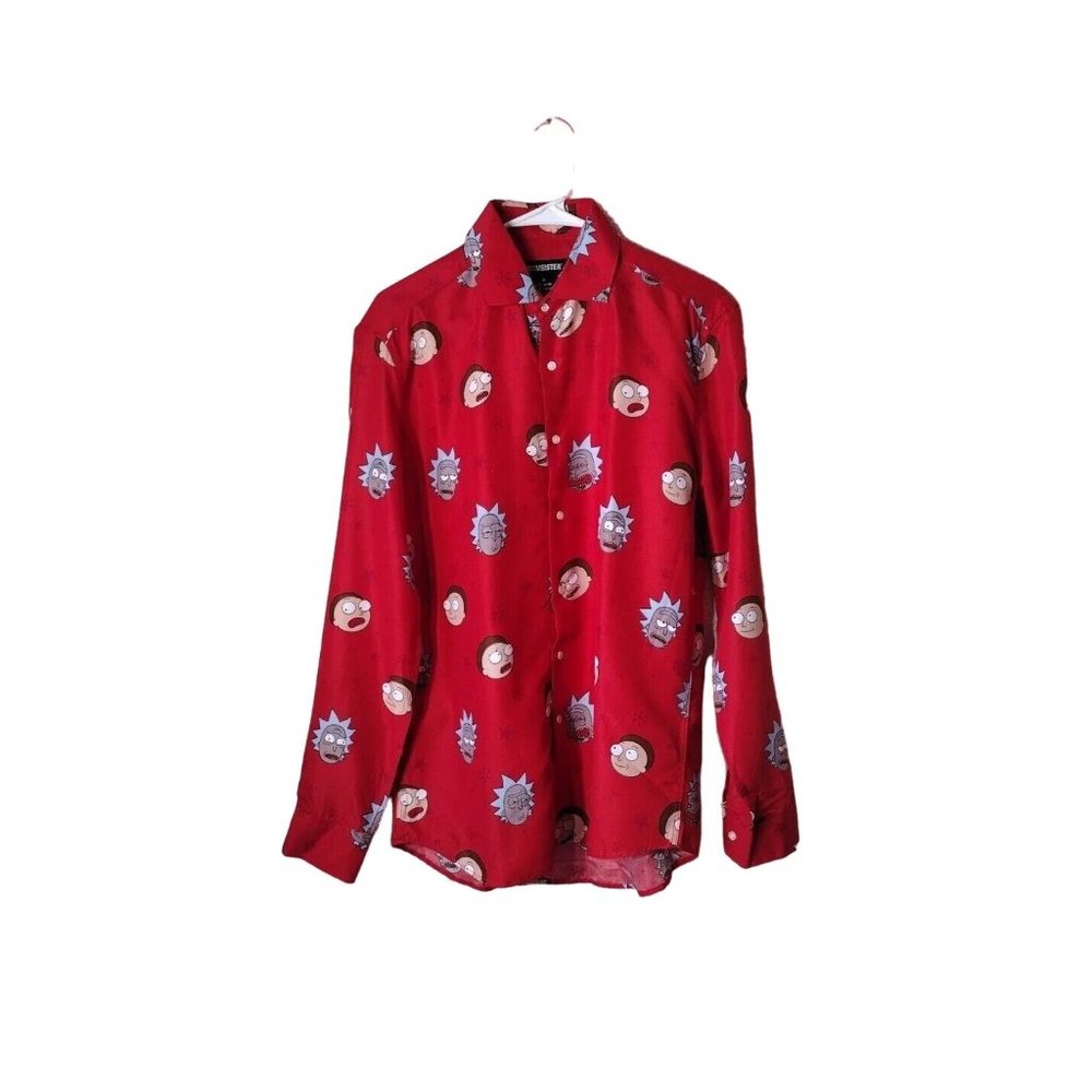 Suitmeister Shirt Mens Medium Rick Morty Button Up Holiday Funny